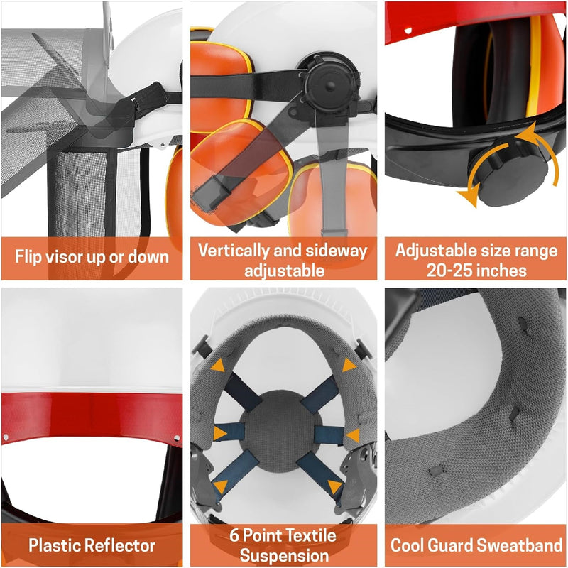 040 Chainsaw Helmet, Forestry Safety Helmet System with Face and Hearing Protection